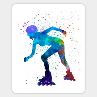 Woman in roller skates in watercolor Magnet